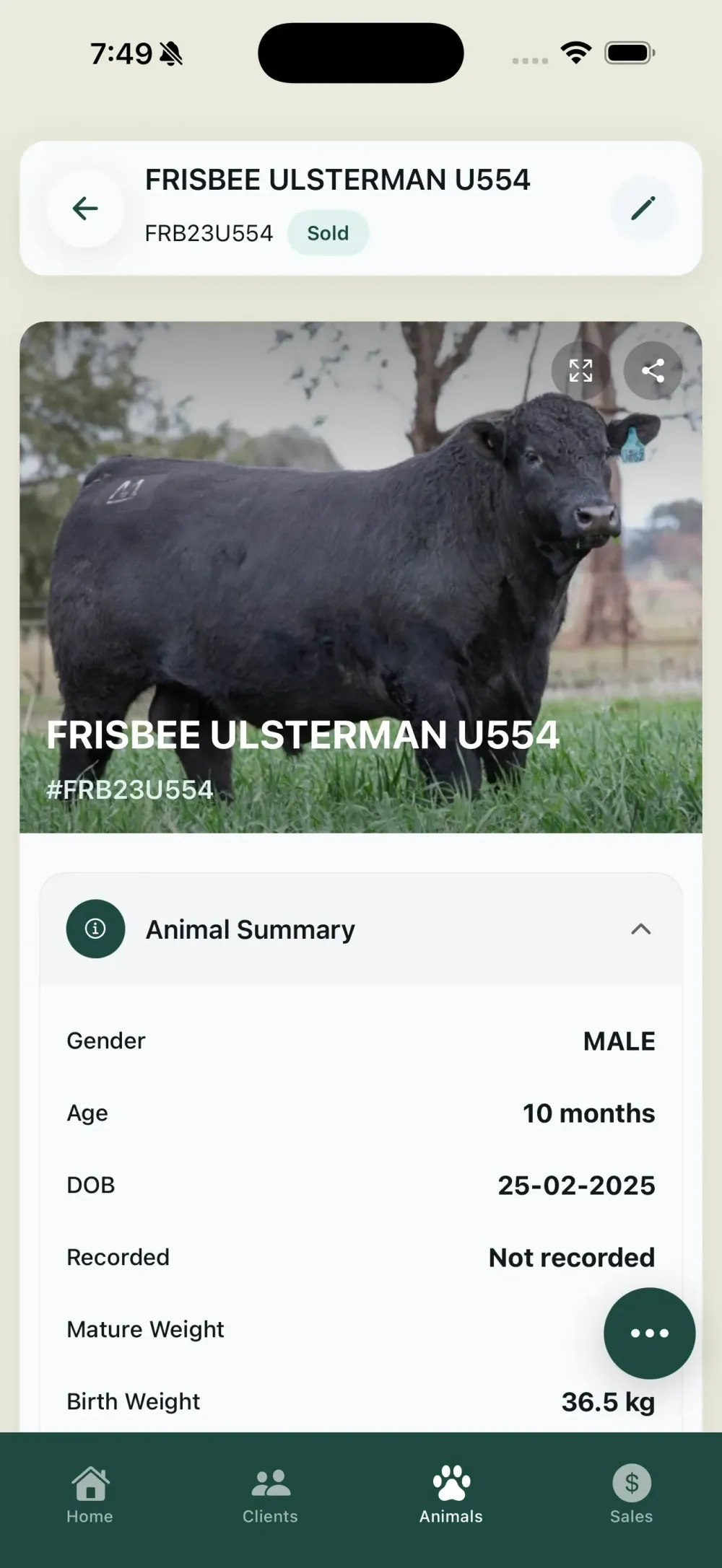 Frisbee mobile app screenshot