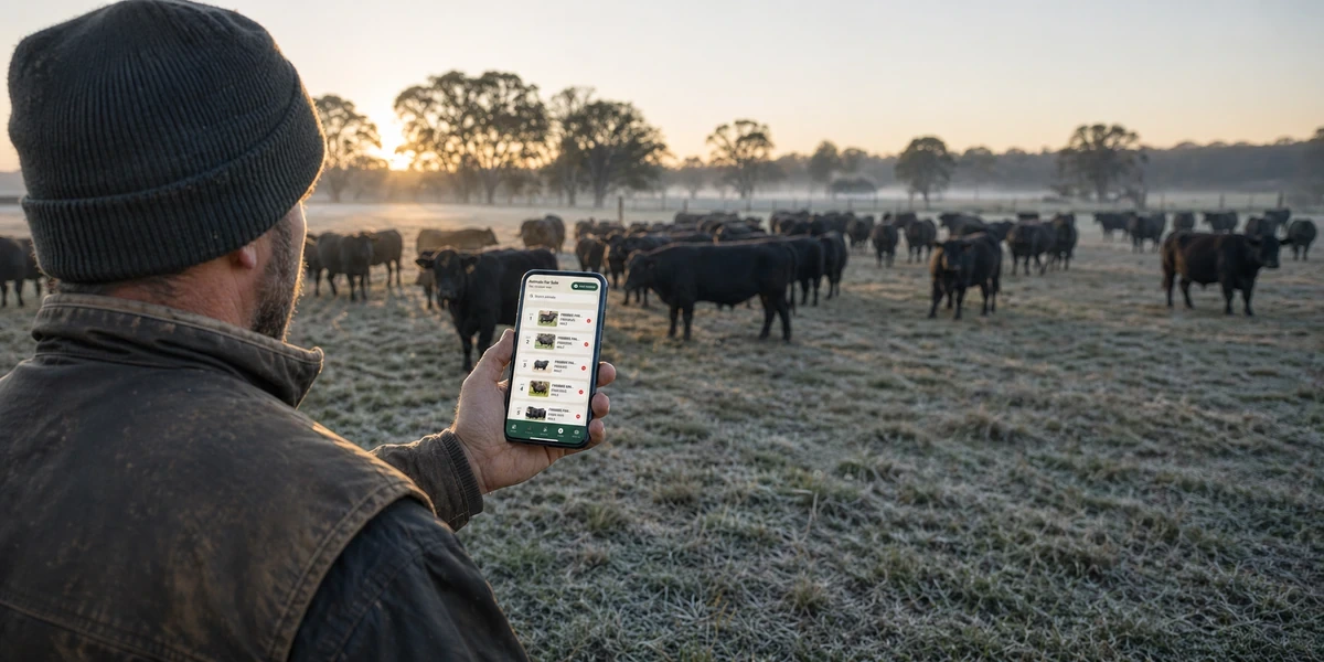 Frisbee digital sale catalogue on a phone showing favourited lots and buyer notes