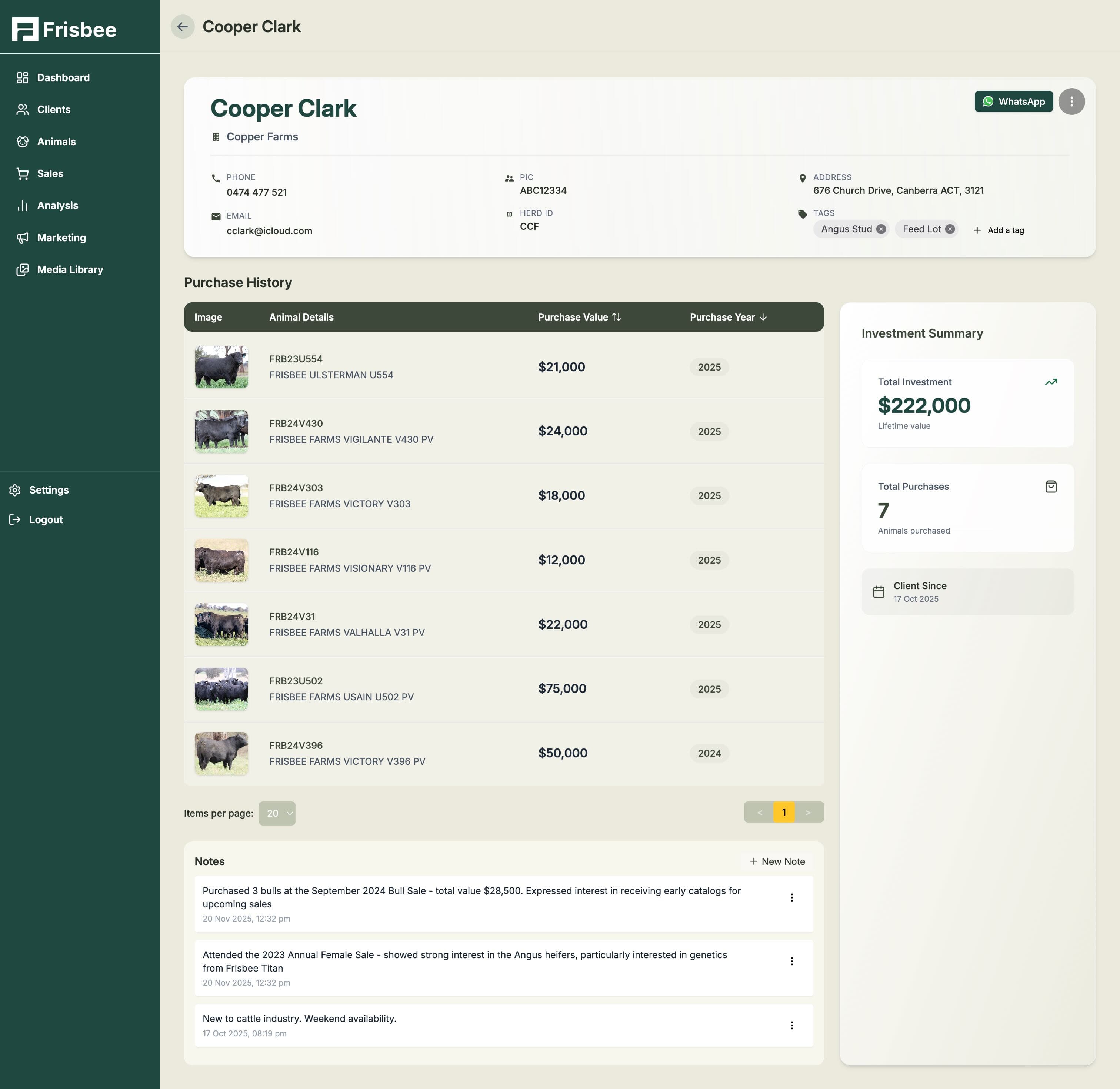 Client Profile Screen