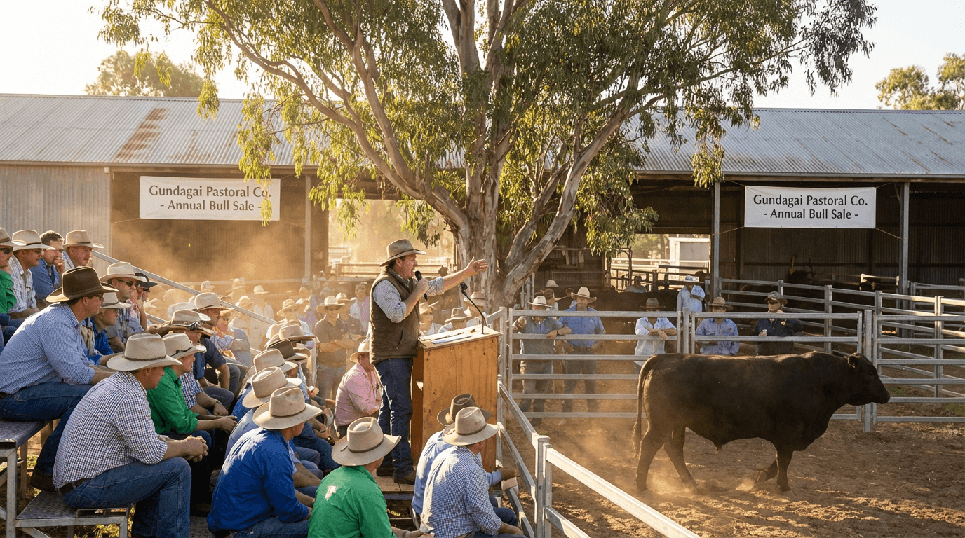 Australian stud cattle sale with digital catalogue display